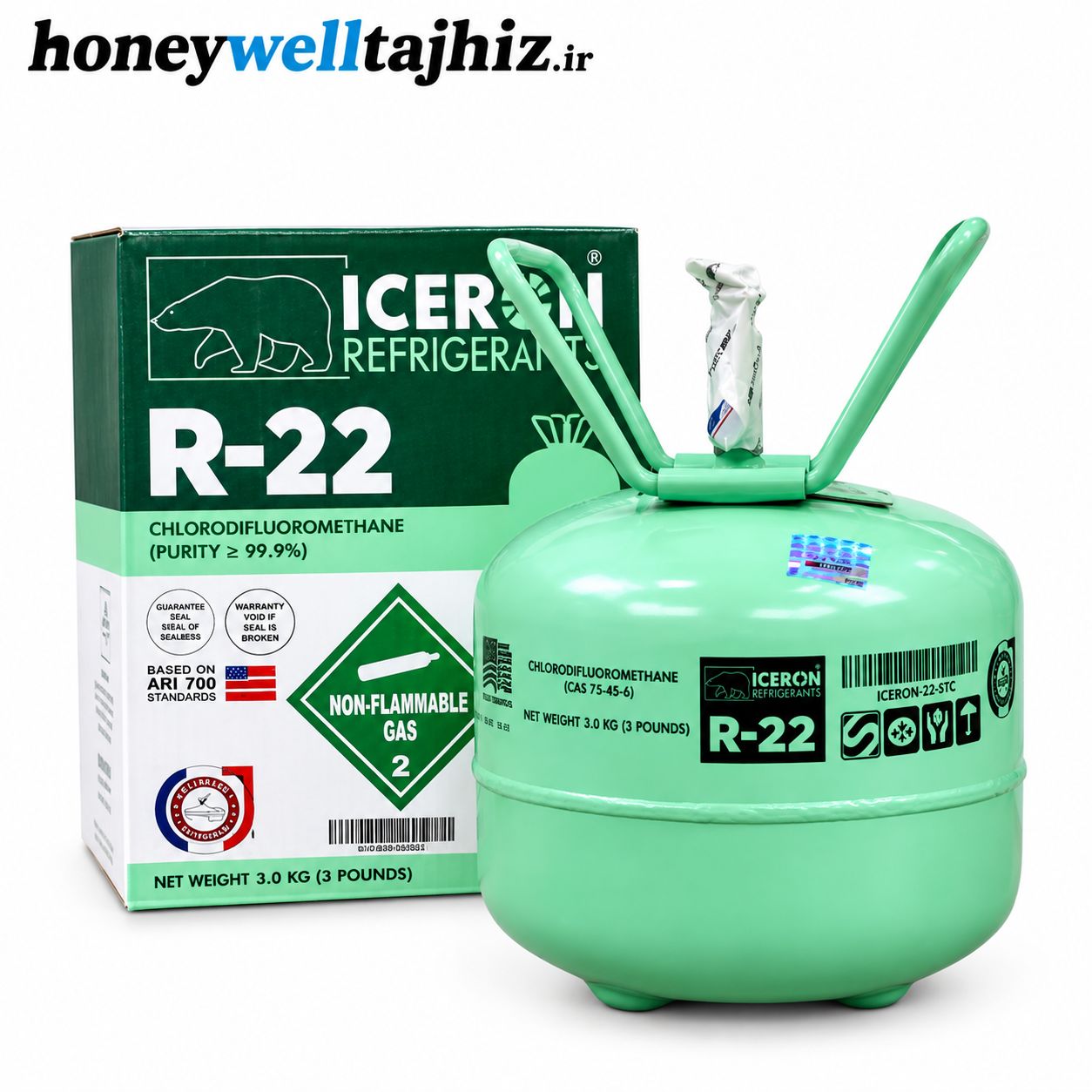 گاز R22 آیسرون  3 کیلو گرمی خالص